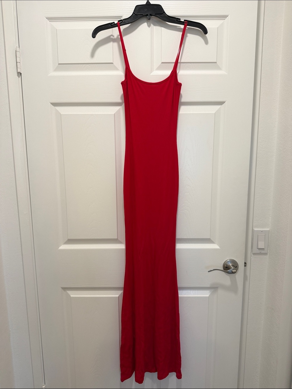 Red Spaghetti Strap Maxi Slip Dress - Reoria